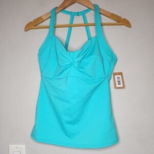 NWT Title Nine Blue Green Tankini Top Underwire Size 32DD